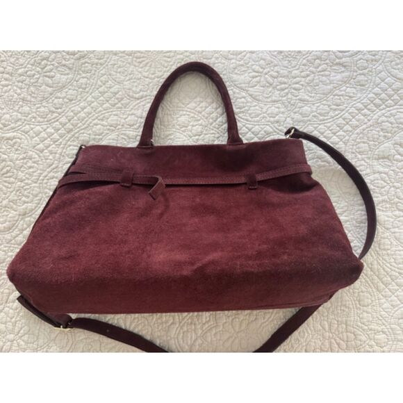 NWT Viola Castellani Ciao! Suede Leather Satchel, Wine, Made in Italy. - Picture 2 of 10